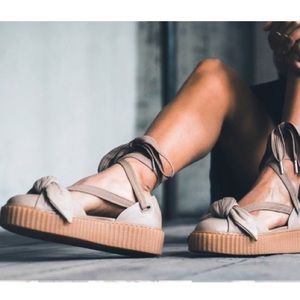 Fenty Puma lace up tan sandals